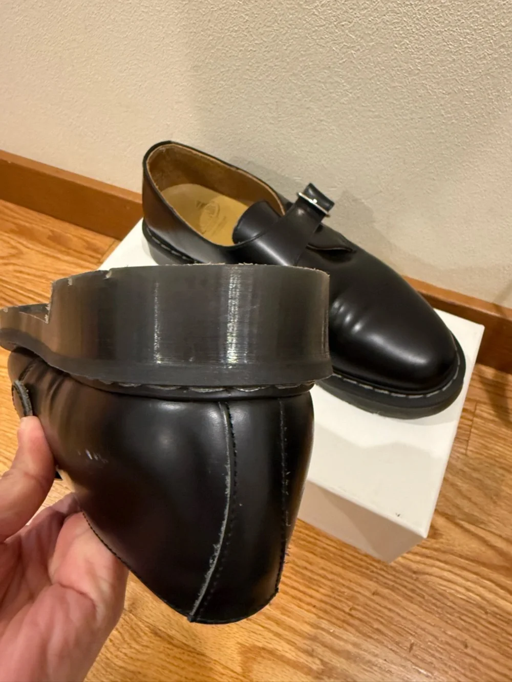 Solovair Black Hi-Shine Single Buckle Monk Shoes UK 7.5 - Picture 4 of 7